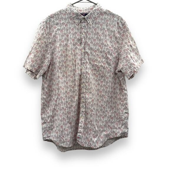 Vineyard Vines Slim Fit Murray Cream, Pink, & Purple Palm Tree Button Shirt Sz L - Picture 1 of 13
